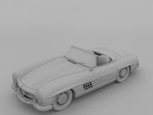 fully modelled mercedes 300sl roadster red rev 3D Model