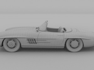 fully modelled mercedes 300sl roadster red rev Modèle 3D