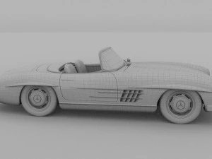 fully modelled mercedes 300sl roadster red rev 3D Model