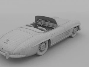 fully modelled mercedes 300sl roadster red rev 3D Model