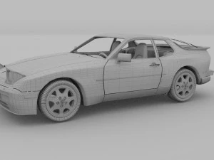 porsche 944 s2 with interior 3D Model