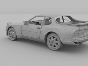 porsche 944 s2 with interior 3D Model