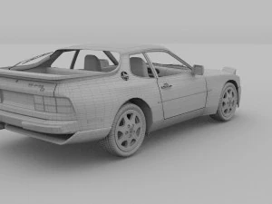 porsche 944 s2 with interior 3D Model
