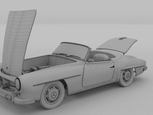 full w interior mercedes 190sl rev 3D Model