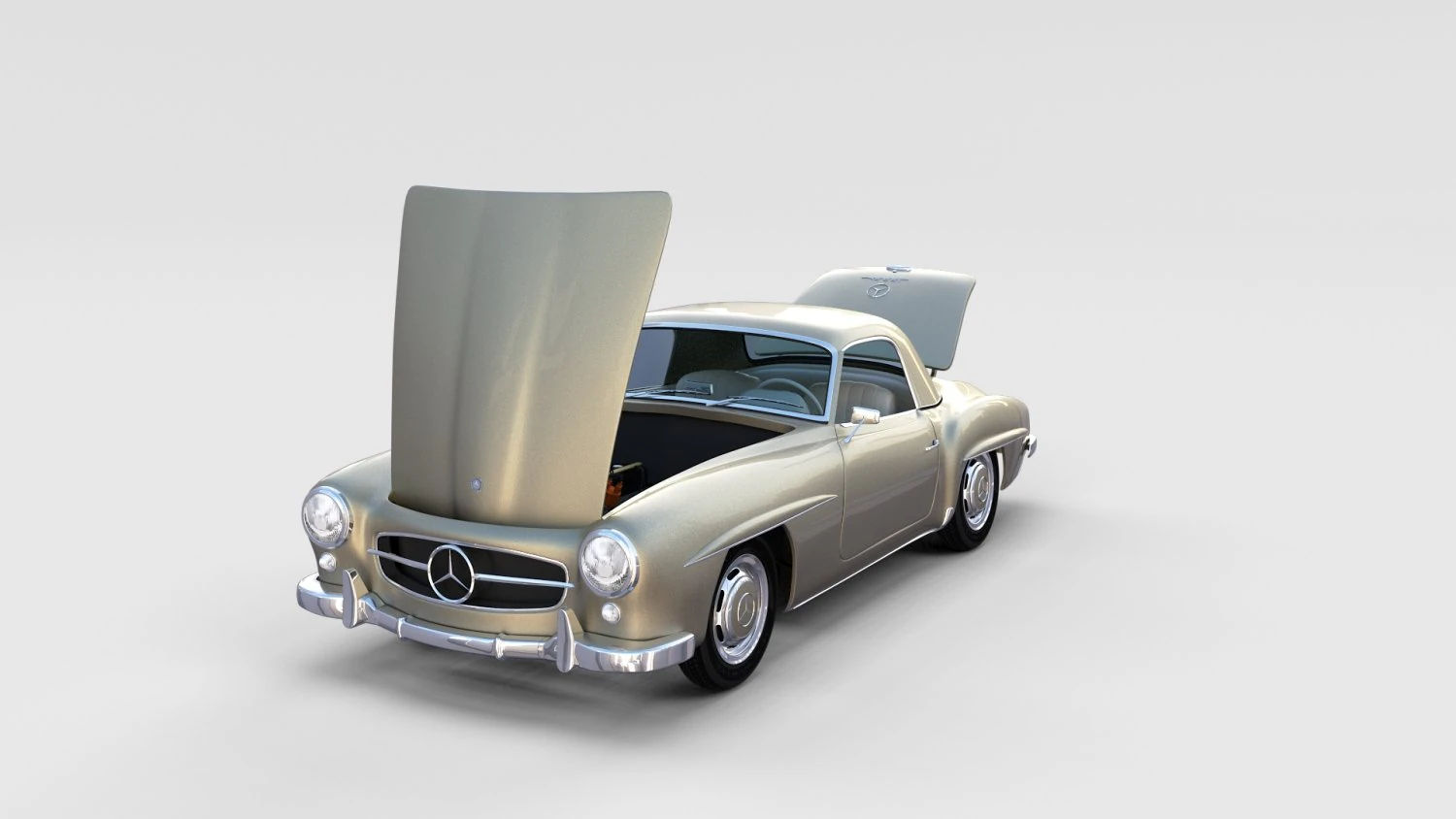 full w interior mercedes 190sl hard top rev 3D Model .c4d .max .obj .3ds .fbx .stl .blend 
