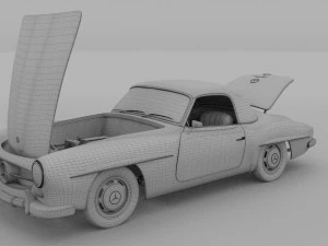 full w interior mercedes 190sl hard top rev 3D Model