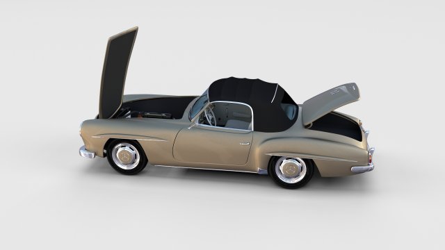full w interior mercedes 190sl soft top rev Modello 3D .c4d .max .obj .3ds .fbx .stl .blend 