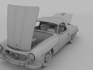 full w interior mercedes 190sl soft top rev Modello 3D