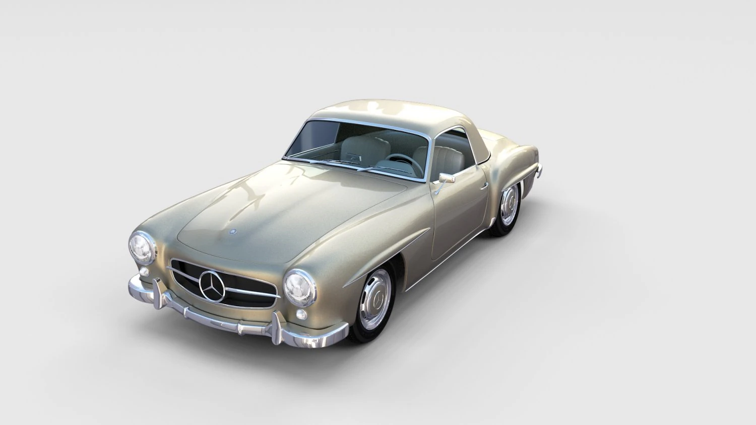 mercedes 190sl with interior hard top rev 3D Model .c4d .max .obj .3ds .fbx .stl .blend 