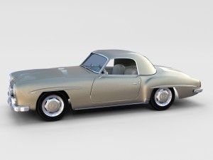 mercedes 190sl with interior hard top rev 3D Модель