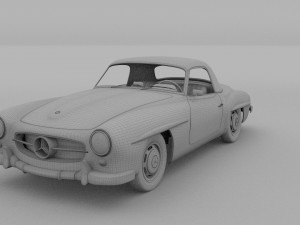 mercedes 190sl with interior hard top rev 3D Модель