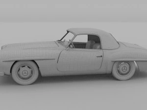 mercedes 190sl with interior hard top rev 3D Model