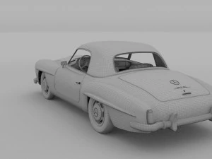 mercedes 190sl with interior hard top rev 3D Model