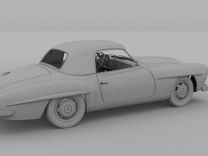 mercedes 190sl with interior hard top rev 3D Модель
