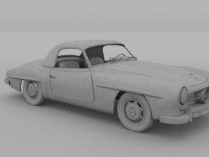 mercedes 190sl with interior hard top rev 3D Model