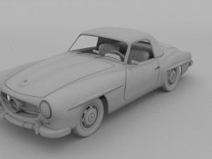 mercedes 190sl with interior hard top rev 3D Модель