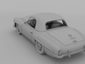 mercedes 190sl with interior hard top rev 3D Model