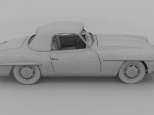 mercedes 190sl with interior hard top rev 3D Model