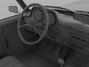 mercedes 190sl with interior hard top rev 3D Модель