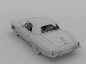 mercedes 190sl with interior hard top rev 3D Model