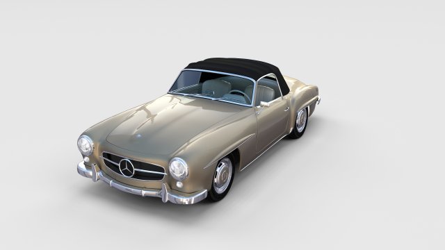 mercedes 190sl with interior soft top rev Modèle 3D .c4d .max .obj .3ds .fbx .stl .blend 