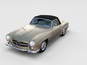 mercedes 190sl with interior soft top rev 3D Model