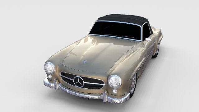 mercedes 190sl soft top rev 3D Модель .c4d .max .obj .3ds .fbx .stl .blend 