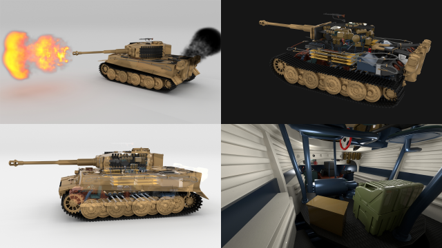 fully built panzer tiger tank late 1944 v1 firing 3D Model .c4d .max .obj .3ds .fbx .stl .blend 
