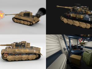 fully built panzer tiger tank late 1944 v1 firing 3D Model