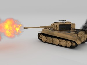 fully built panzer tiger tank late 1944 v1 firing 3D Model