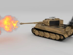 fully built panzer tiger tank late 1944 v1 firing 3D Model