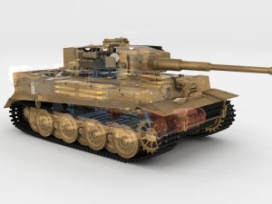 fully built panzer tiger tank late 1944 v1 firing 3D Model
