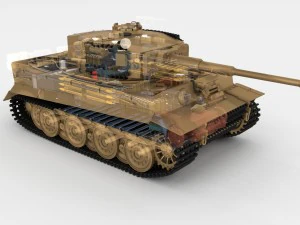 fully built panzer tiger tank late 1944 v1 firing 3D Model