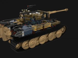 fully built panzer tiger tank late 1944 v1 firing 3D Model