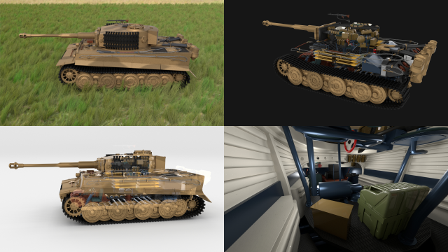 fully built panzer tiger tank late 1944 hdri v1 Modelo 3D .c4d .max .obj .3ds .fbx .stl .blend 