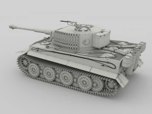 fully built panzer tiger tank late 1944 hdri v1 3D Model