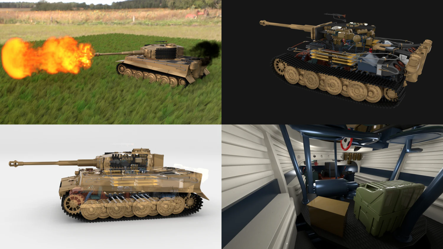fully built panzer tiger tank late 1944 v1 firing 3D Model .c4d .max .obj .3ds .fbx .stl .blend 