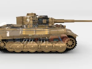 fully built panzer tiger tank late 1944 v1 firing 3D Model