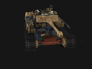 fully built panzer tiger tank late 1944 v1 firing 3D Model