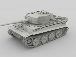 fully built panzer tiger tank late 1944 v1 firing 3D Model