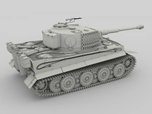 fully built panzer tiger tank late 1944 v1 firing 3D Model