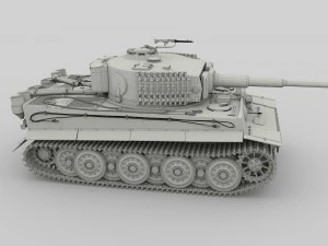 fully built panzer tiger tank late 1944 v1 firing 3D Model
