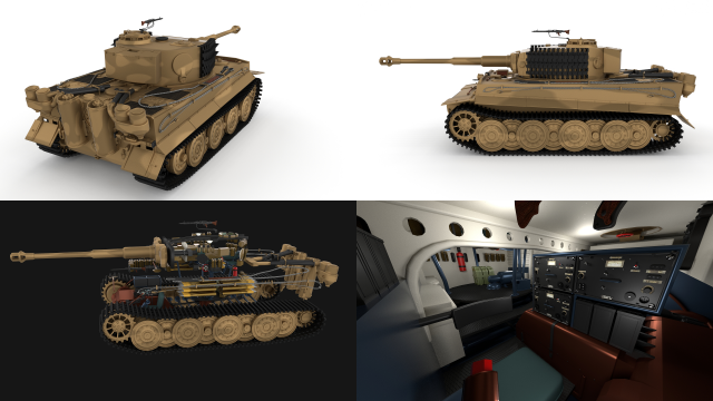 panzer tiger tank late 1944 v1 with interior 3D Model .c4d .max .obj .3ds .fbx .stl .blend 