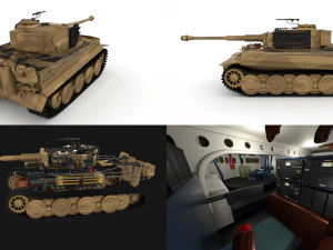 Panzer Tiger Tank 1944년 말 v1 내부 포함 3D 모델