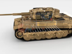 panzer tiger tank late 1944 v1 with interior 3D Model