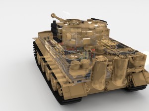 panzer tiger tank late 1944 v1 with interior 3D Model