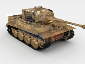 panzer tiger tank late 1944 v1 with interior 3D Model