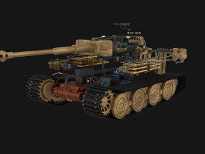 panzer tiger tank late 1944 v1 with interior 3D Model