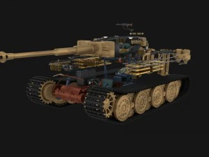 panzer tiger tank late 1944 v1 with interior 3D Model