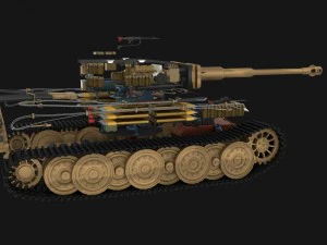 panzer tiger tank late 1944 v1 with interior 3D Model